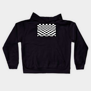 Warped perspective coloured checker board effect grid black and white Kids Hoodie